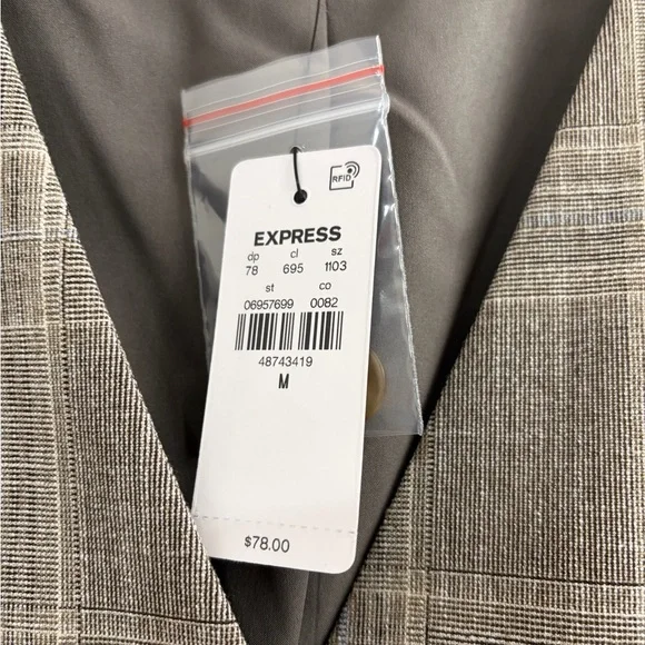 NWT Express Asymmetrical Plaid Four Button Blazer Vest size M - Picture 5 of 8